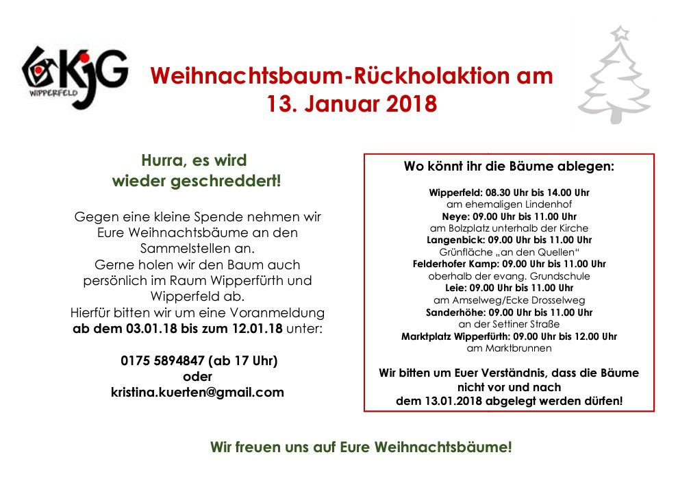 Weihnachtsbaum -Rückholaktion 2018